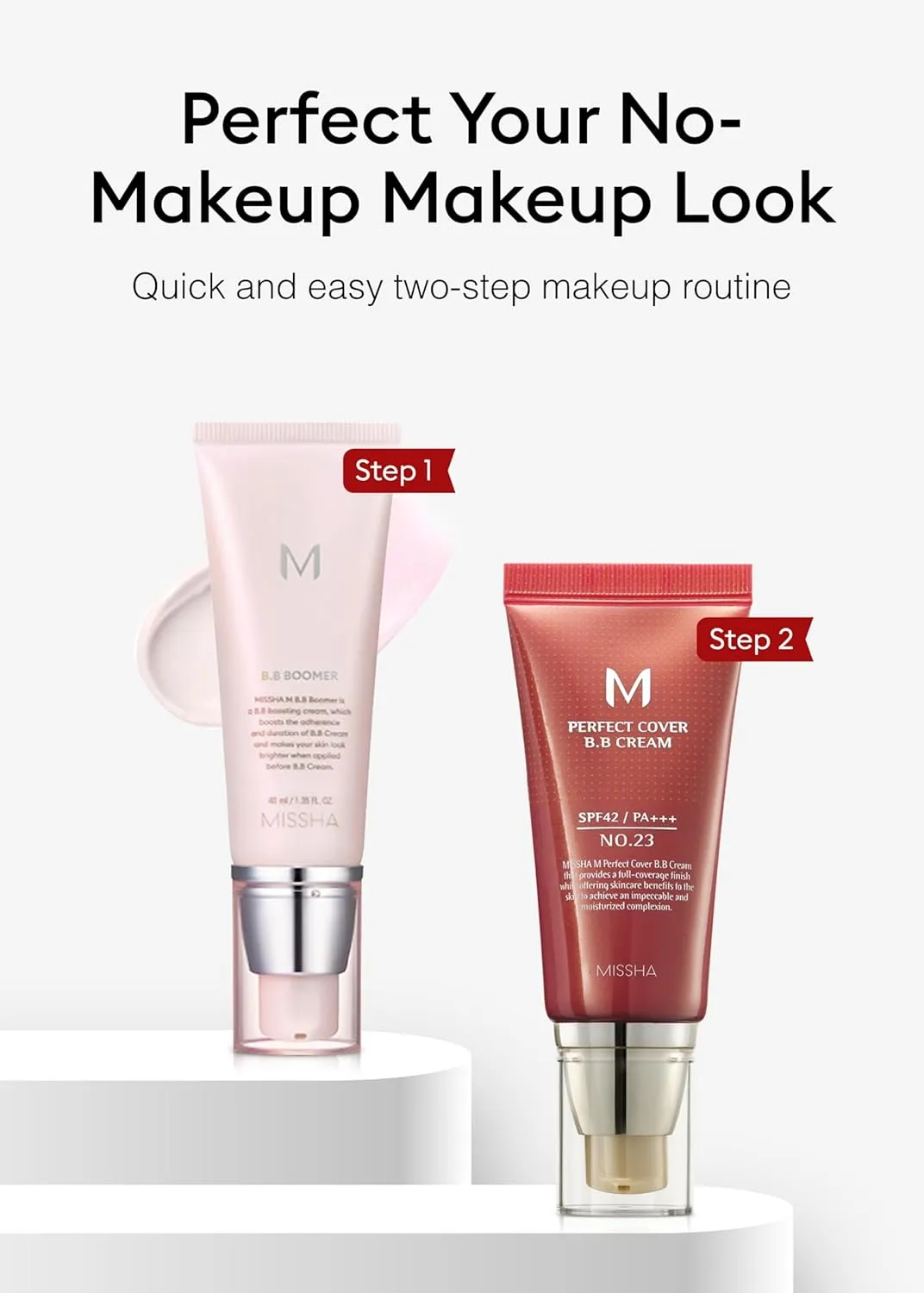 MISSHA BB ESSENTIALS KIT M PERFECT COVER BB CREAM No.23 Natural Beige/SPF 42 PA    1.69 oz & M BB Boomer 1.35 oz -Lightweight, Multi-Function, High Coverage