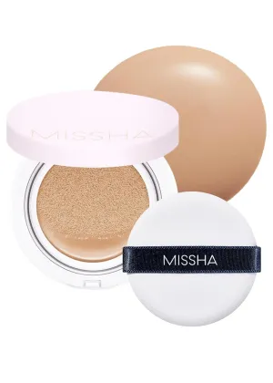 MISSHA Magic Cushion Foundation No.25 Warm beige for light/medium with neutral skin tone Flawless Coverage, Dewy Finish,Easy Application for All Skin Types