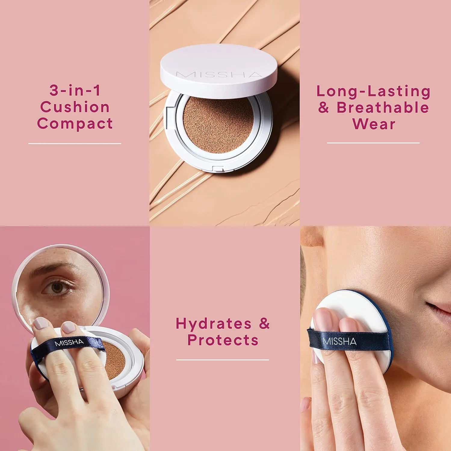 MISSHA Magic Cushion Foundation No.25 Warm beige for light/medium with neutral skin tone Flawless Coverage, Dewy Finish,Easy Application for All Skin Types