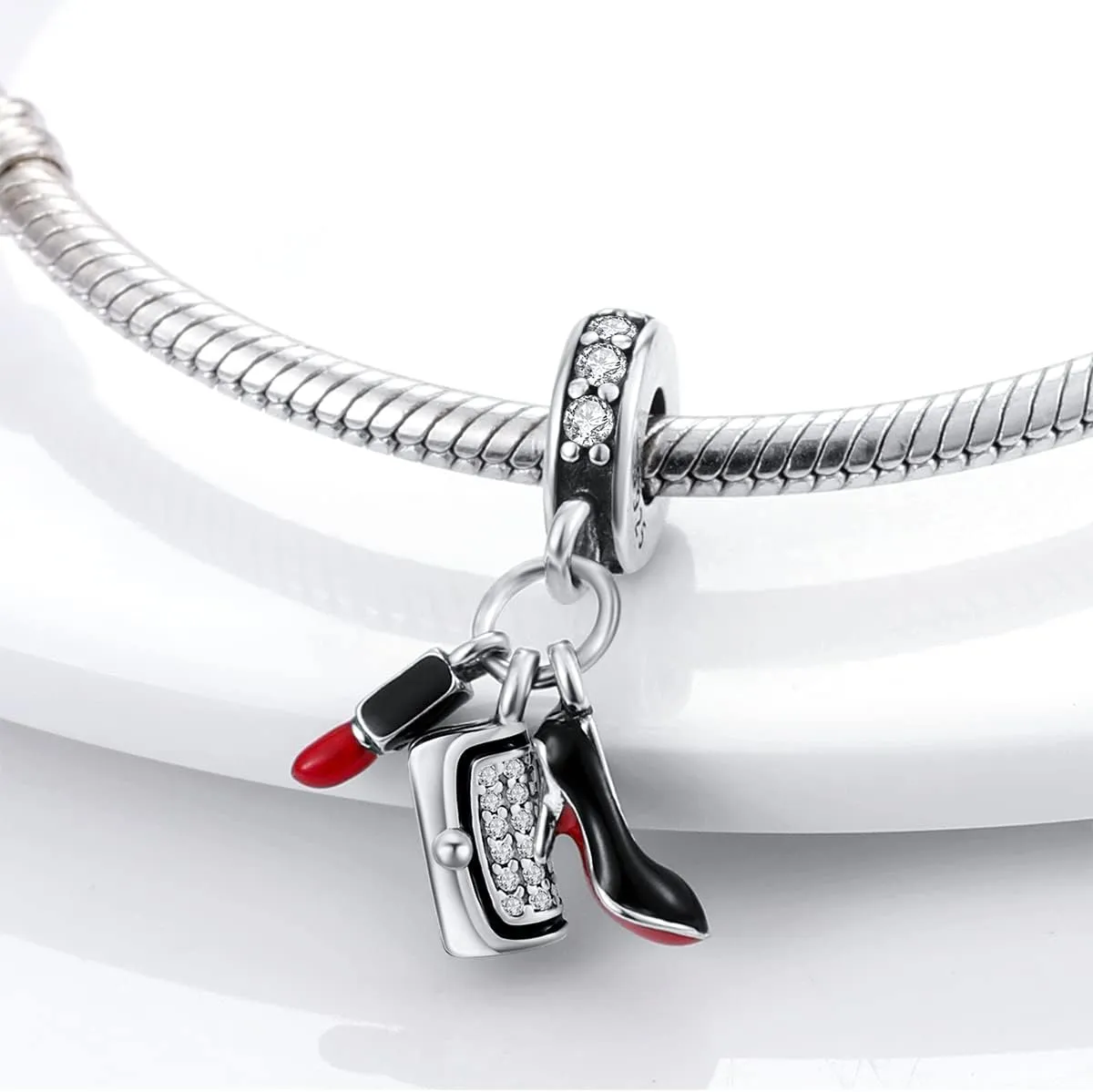 MULA 925 Sterling Silver Charms for Bracelets and Necklaces Lipstick and Bag Dangle Pendants Tower Camera Beads Jewelry Charms for Women