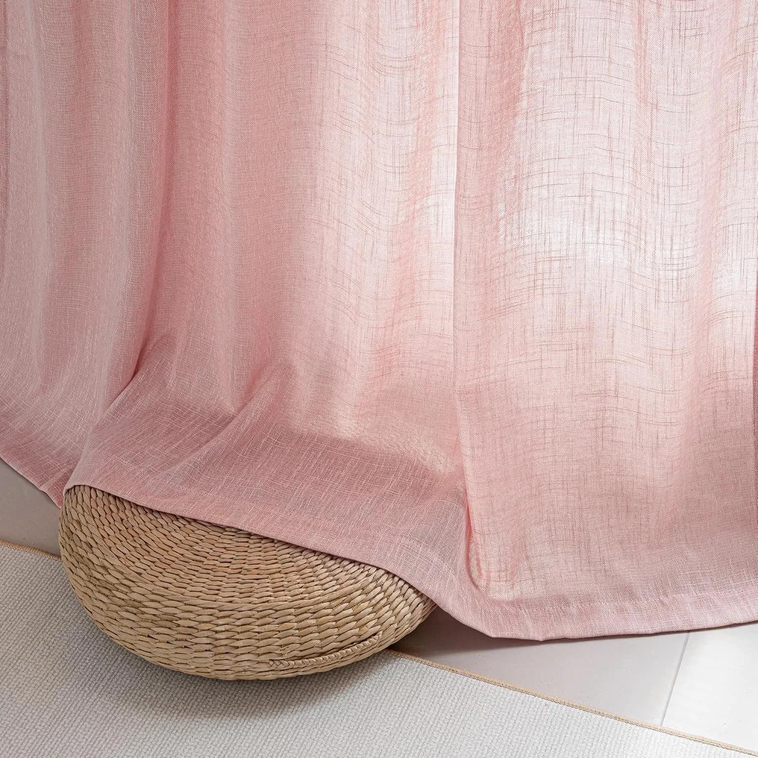 MYSKY HOME Pink Curtains 84 Inches Long, Semi Sheer Soft Nursery Curtains for Girls Bedroom Back Tab Window Drapes Light Filtering Elegant Cute Look Country Curtain, 50" x 84", Blush Pink, Pack-2