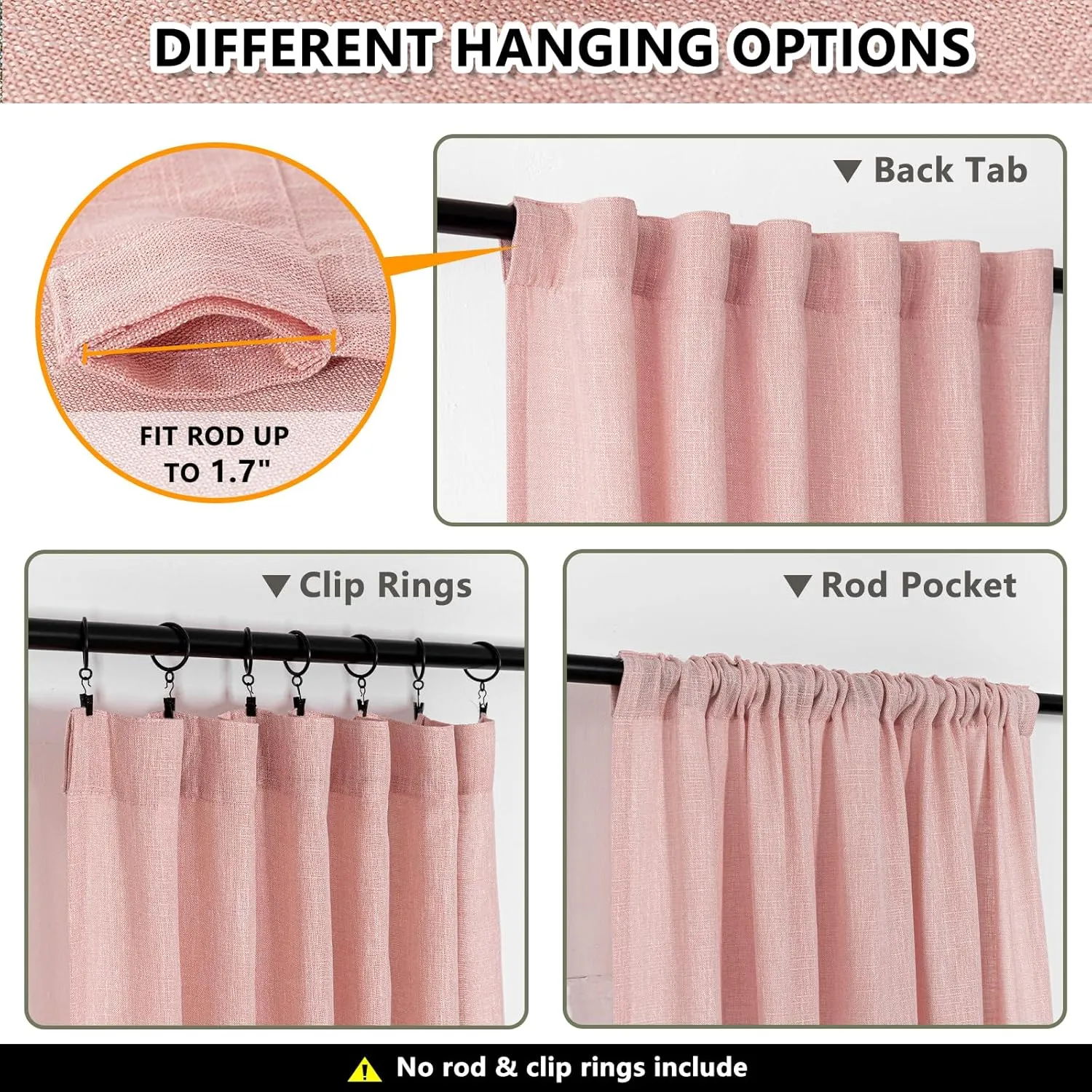 MYSKY HOME Pink Curtains 84 Inches Long, Semi Sheer Soft Nursery Curtains for Girls Bedroom Back Tab Window Drapes Light Filtering Elegant Cute Look Country Curtain, 50" x 84", Blush Pink, Pack-2