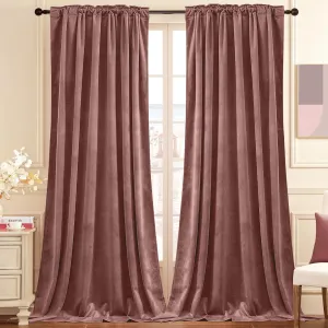 Nemia Blush Pink Velvet Curtains Thermal Insulated Blackout Curtain for Bedroom Window Living Room Darkening Luxury Vintage 84 Inches Long Heavy Drapes Panels Rod Pocket Set of 2