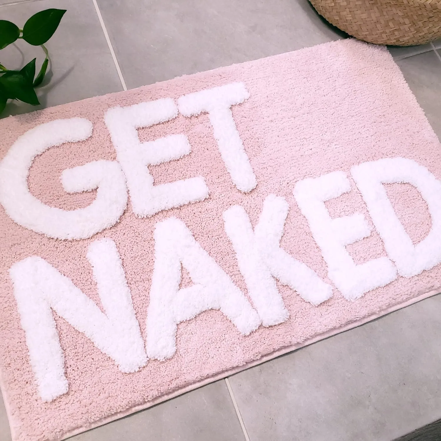 New Mungo Get Naked Bath Mat Pink - Blush Bathroom Rugs - Bath Mat - 31" x 20"