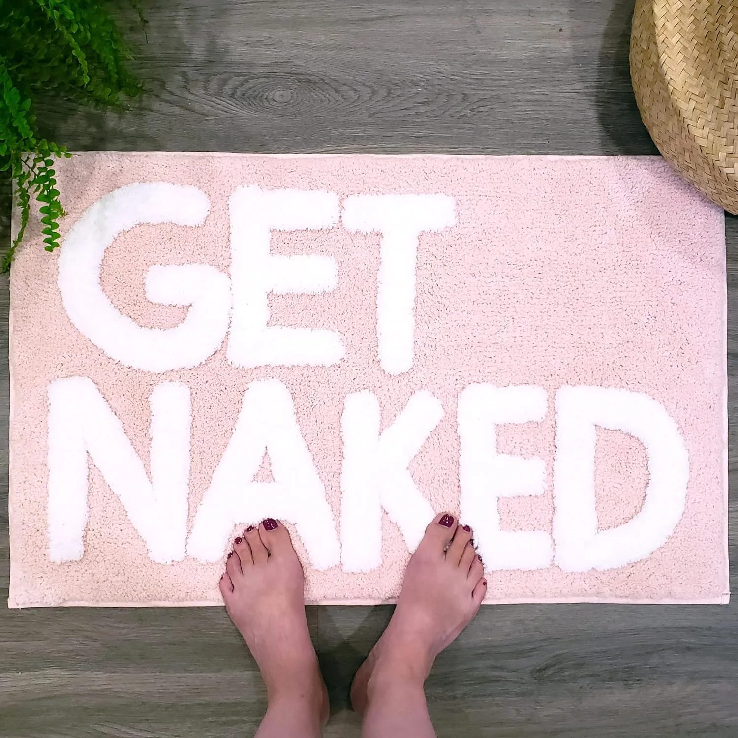 New Mungo Get Naked Bath Mat Pink - Blush Bathroom Rugs - Bath Mat - 31" x 20"