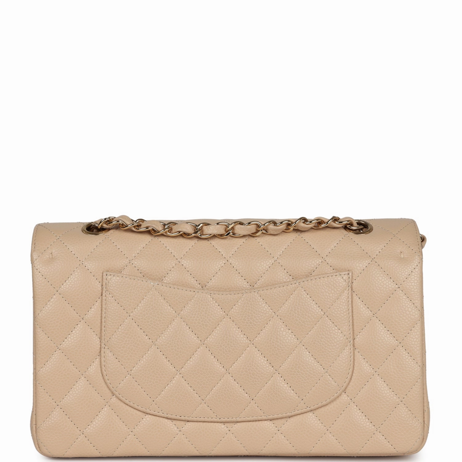 New Chanel Medium Classic Double Flap Beige Caviar Gold Hardware