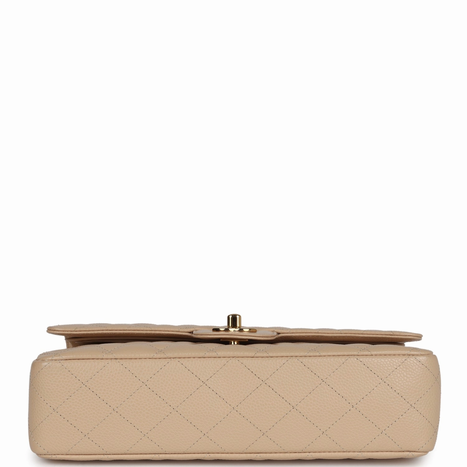 New Chanel Medium Classic Double Flap Beige Caviar Gold Hardware
