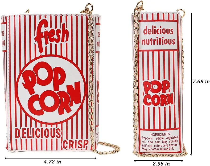 Novelty Fashion Women Crossbody Bag, Popcorn Box Style Clutch Bag for Girl Handbag Shoulder Bag Purse…