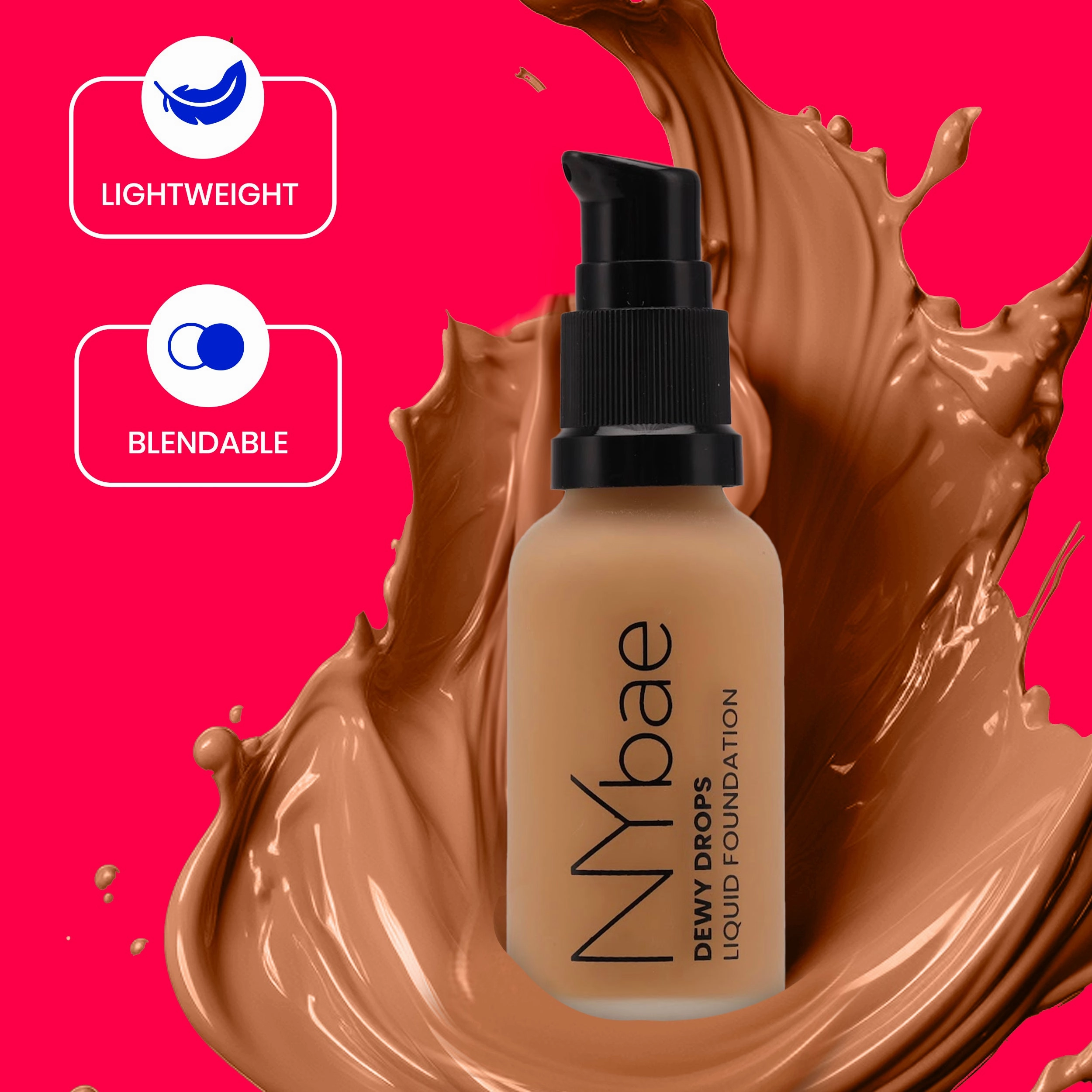 NY Bae Dewy Drops Foundation - Flat White 01 (30 ml) | Fair Skin | Cool Undertone | Full Coverage | Long Lasting | Non-Transfer