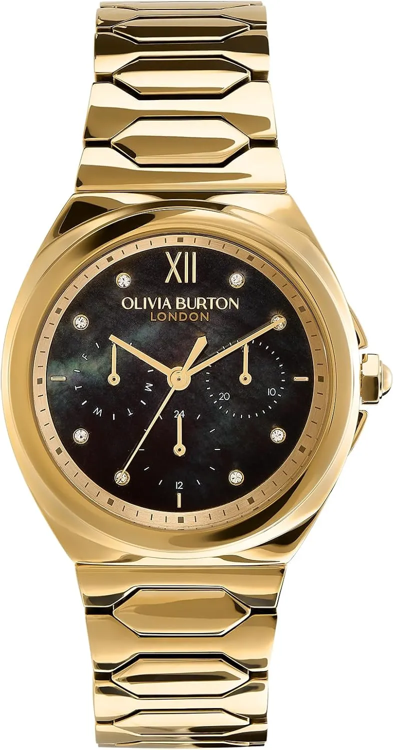 Olivia Burton Lustre Women's Multifunction Watch, Stainless Steel Bracelet, Water Resistant up to 3ATM/30 Meters, Elegant, London-Inspired Design, Gift for Her, 36mm