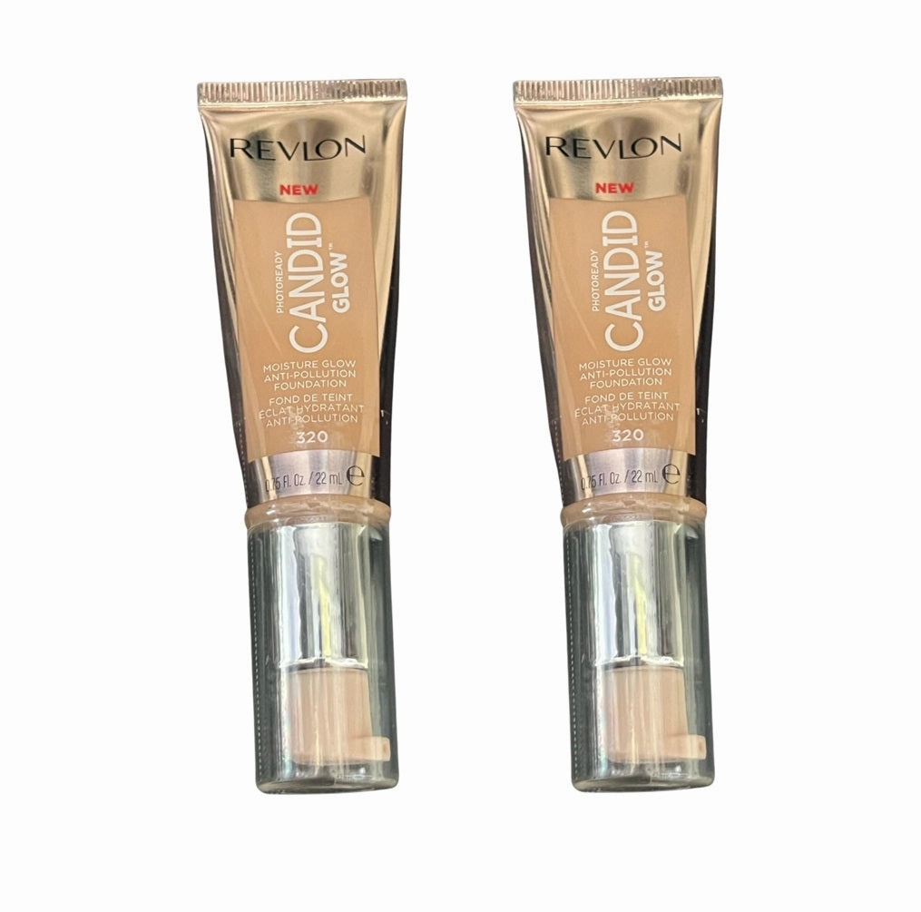 Pack of 2 Revlon Photoready Candid Glow Moisture Glow Anti-Pollution Foundation, Tawny 320