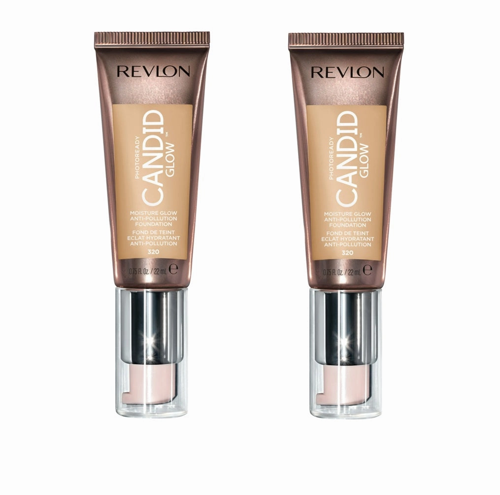 Pack of 2 Revlon Photoready Candid Glow Moisture Glow Anti-Pollution Foundation, Tawny 320