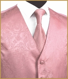 Paisley Vest and Tie Sets - Light Blush Pink
