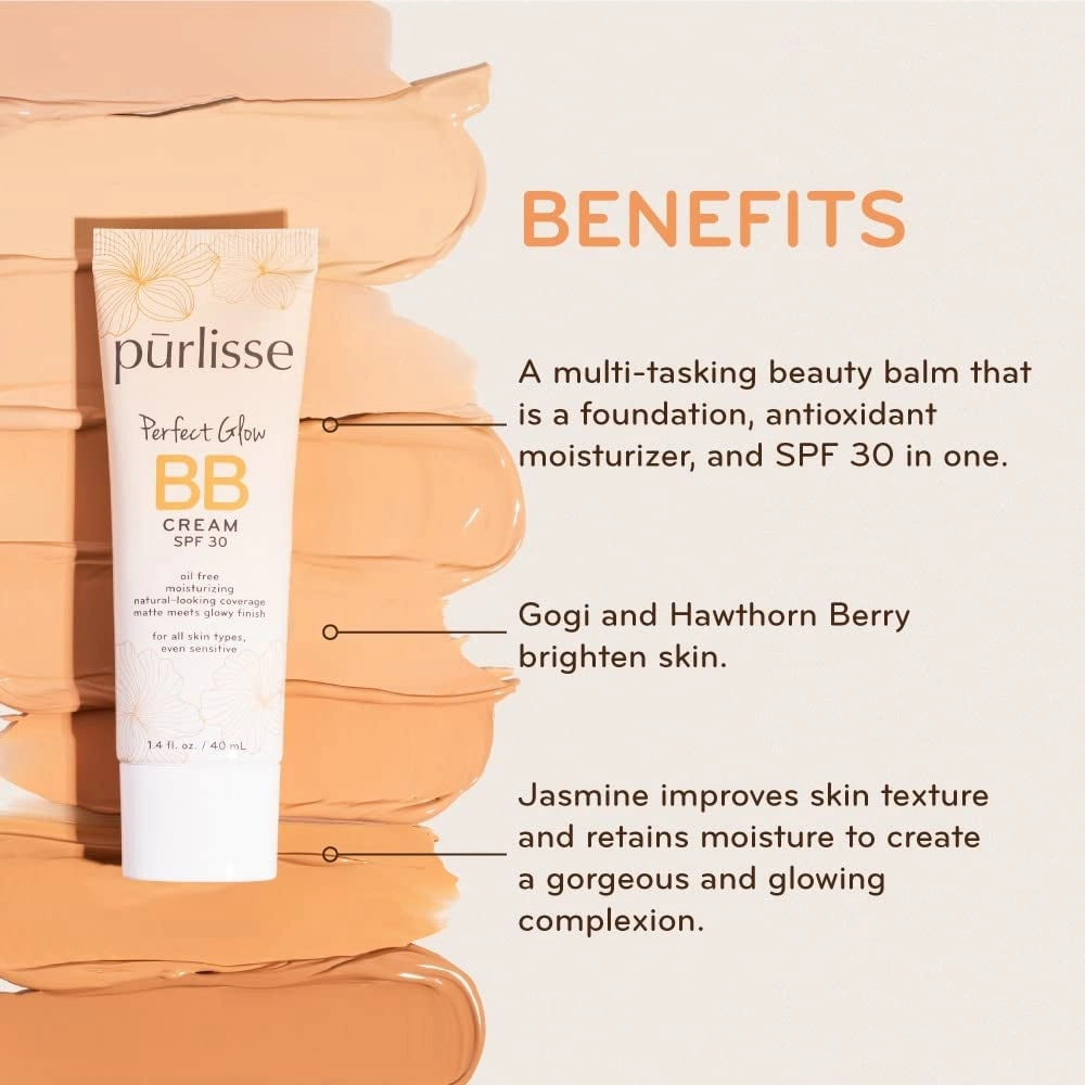 Perfect Glow BB Cream with SPF 30 - Matte Meets Dewy Finish - Enriched with Goji & Hawthorn Berry to Help Improve Skin Texture & Radiance - Deep (1.4 Oz)