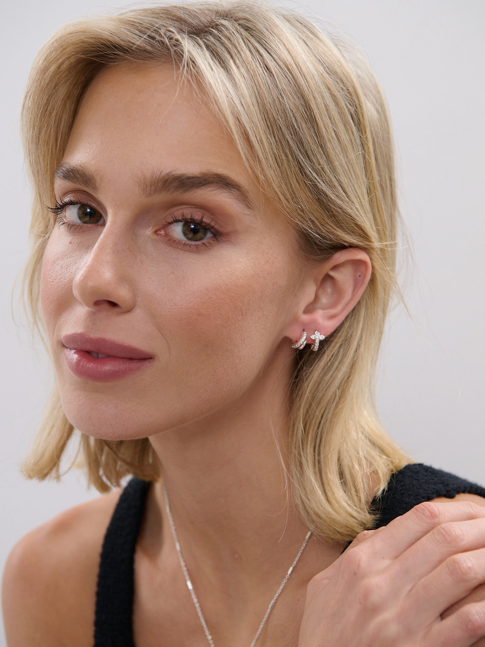 Petite Diamanté Silver Plated Earrings