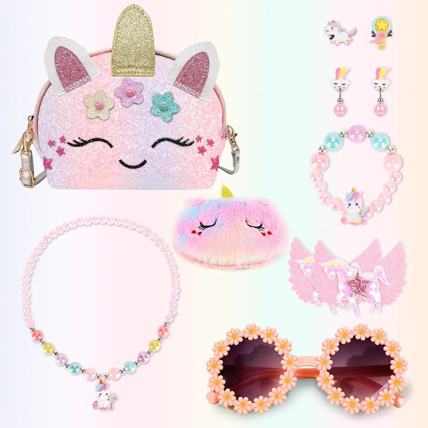 Purse for Little Girls,Girls Jewelry Pretend Play,Unicorn Gifts for girls,Crossbody Bags for Kid