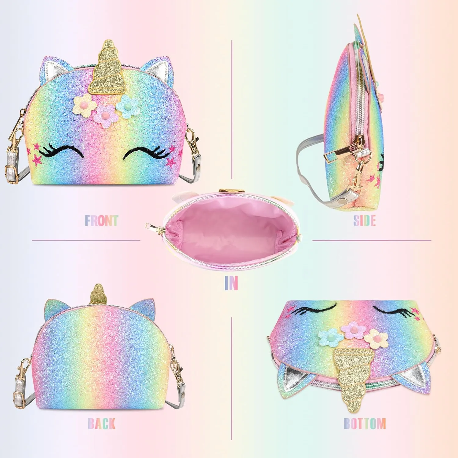 Purse for Little Girls,Girls Jewelry Pretend Play,Unicorn Gifts for girls,Crossbody Bags for Kid