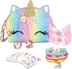 Purse for Little Girls,Girls Jewelry Pretend Play,Unicorn Gifts for girls,Crossbody Bags for Kid