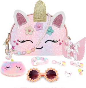 Purse for Little Girls,Girls Jewelry Pretend Play,Unicorn Gifts for girls,Crossbody Bags for Kid