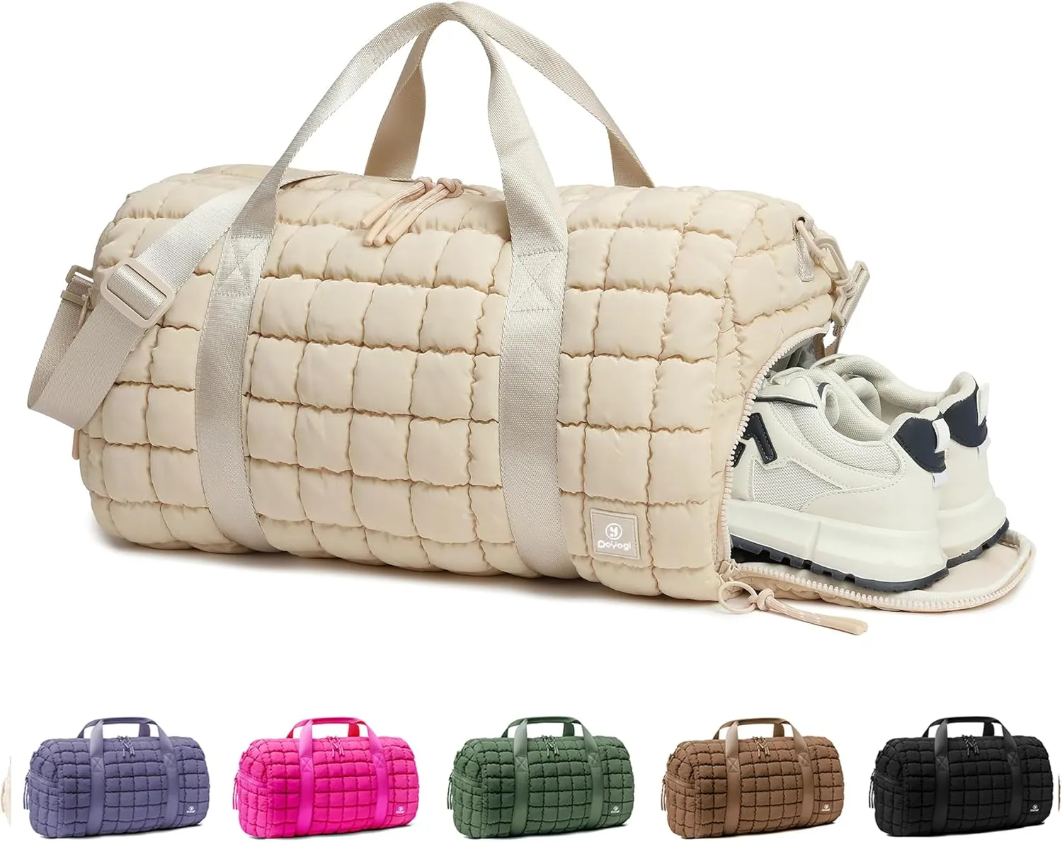 Quilted Puff Travel bag Set-Beige