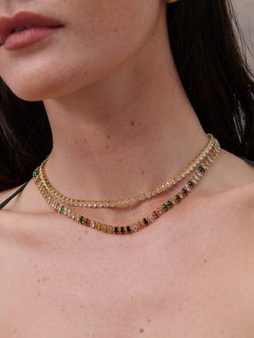 Rainbow Tennis 18K Gold Plated Necklace