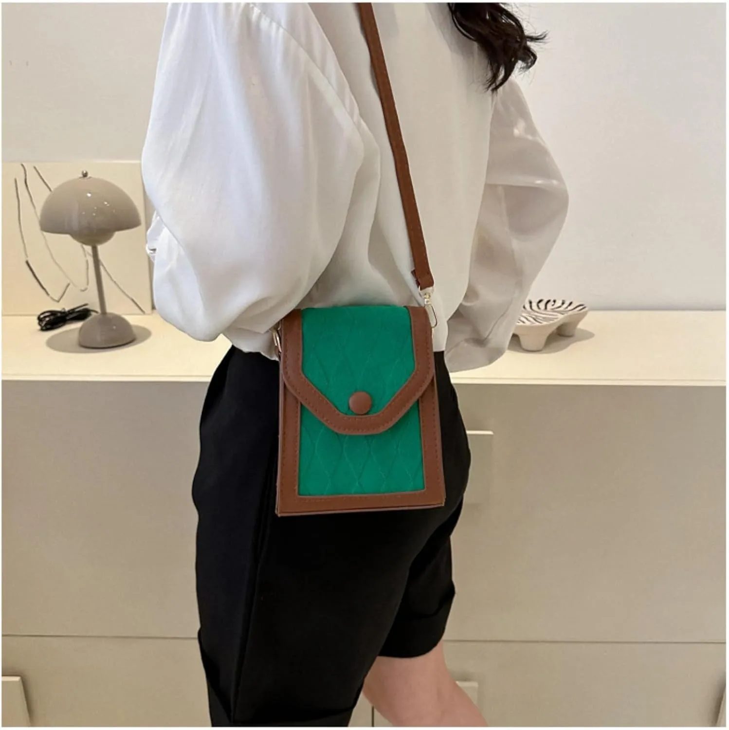 Retro Crossbody Bag, Vintage Shoulder Bag, Small Handbag, Pu Crossbody Bag for Women, Trendy Square Mini Purse (green)
