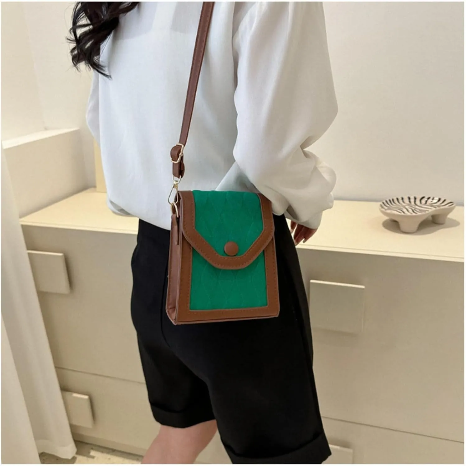 Retro Crossbody Bag, Vintage Shoulder Bag, Small Handbag, Pu Crossbody Bag for Women, Trendy Square Mini Purse (green)