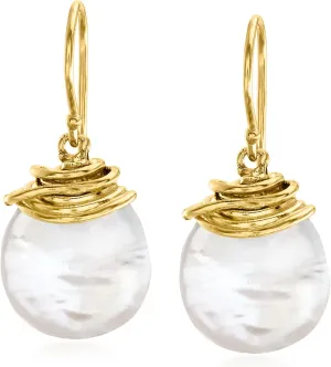 Ross-Simons 12-13mm Cultured Coin Pearl Drop Earrings