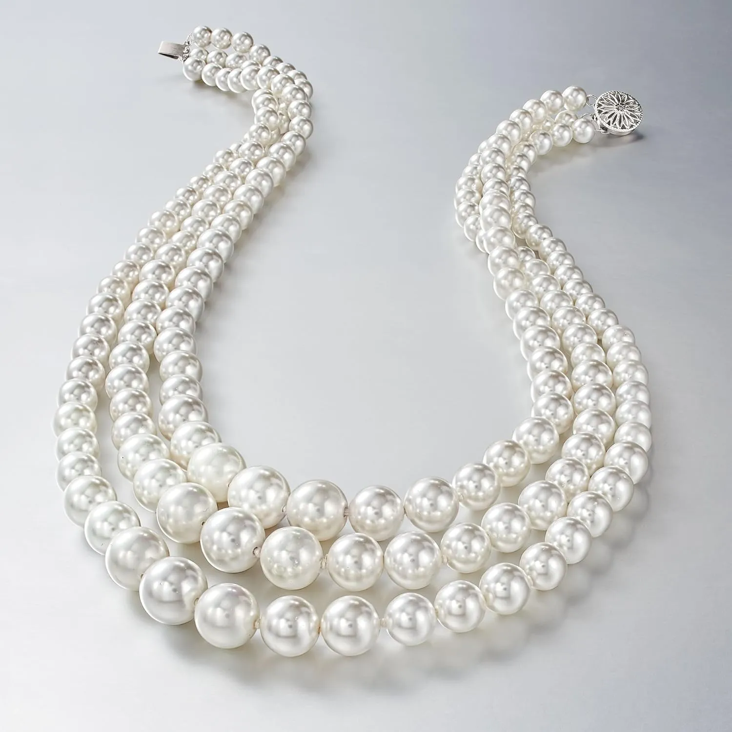 Ross-Simons 6-12mm Shell Pearl Graduated 3-Strand Necklace with Sterling Silver