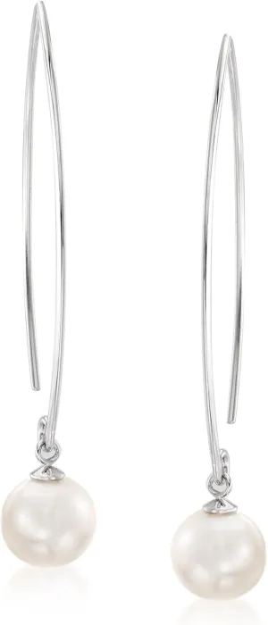 Ross-Simons 8-8.5mm Cultured Pearl Threader Drop Earrings