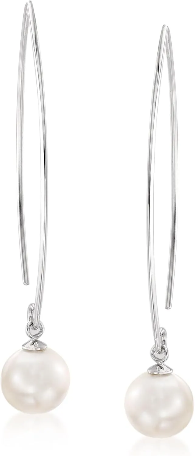 Ross-Simons 8-8.5mm Cultured Pearl Threader Drop Earrings