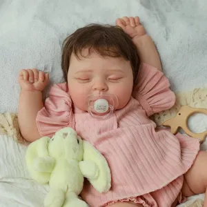SCOM Lifelike Reborn Baby Dolls - 19 Inch Realistic Newborn Sleeping Reborn Doll Girl RealLife Doll Handmade with Soft Cloth Body with Feeding Toy for Kids Age 3   Gifts, Collections, Companionship