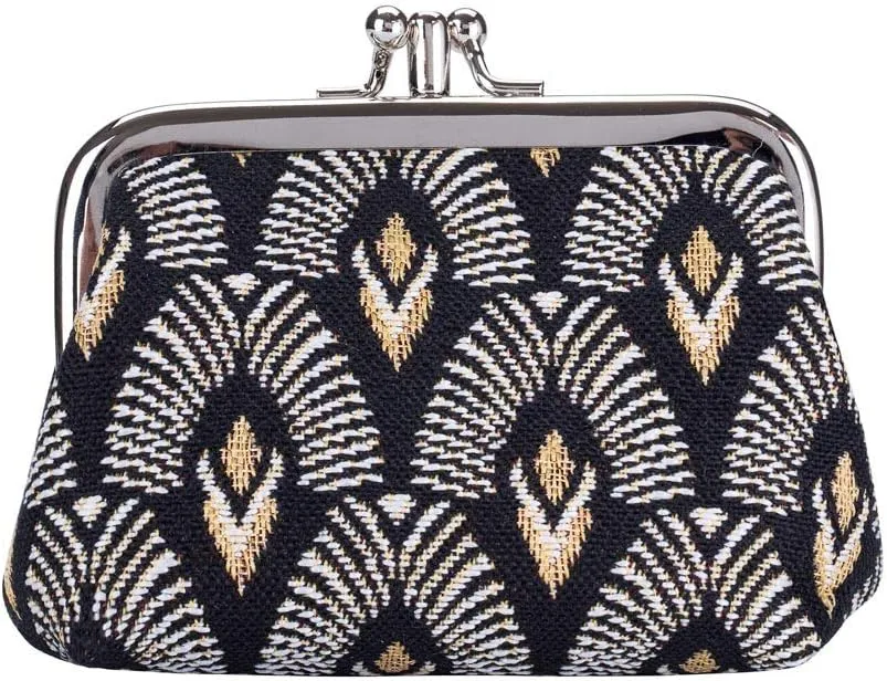 Signare Tapestry Double Pocket Change Pouch Kiss lock Coin Purse for Women
