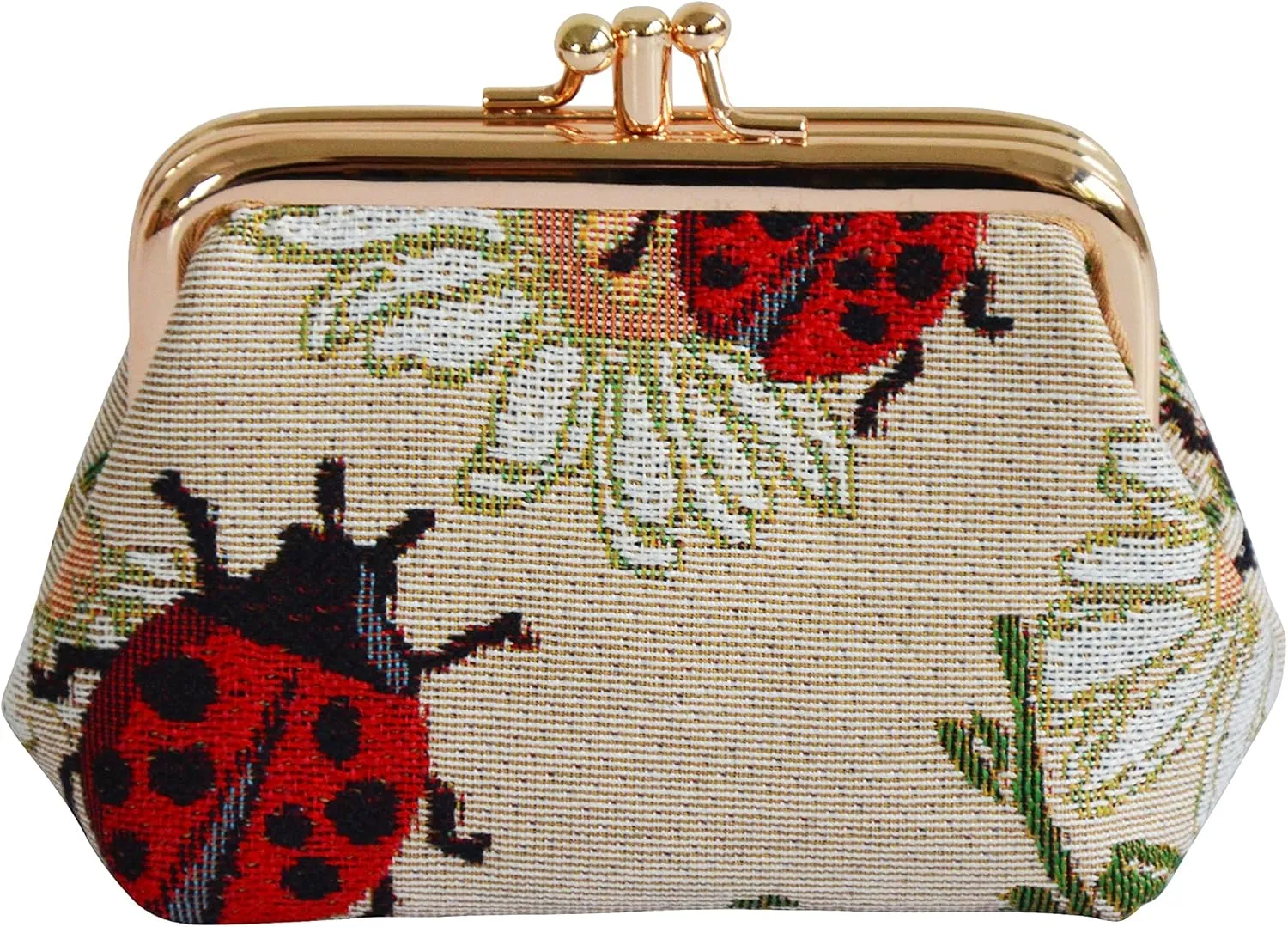 Signare Tapestry Double Pocket Change Pouch Kiss lock Coin Purse for Women