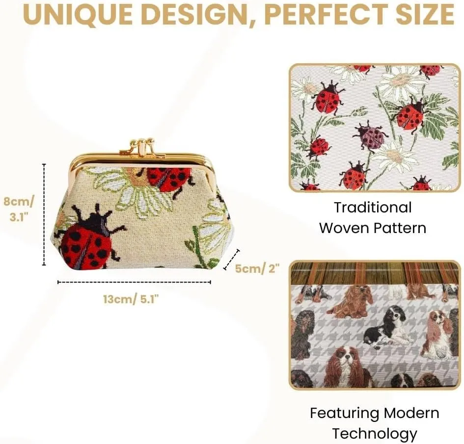 Signare Tapestry Double Pocket Change Pouch Kiss lock Coin Purse for Women