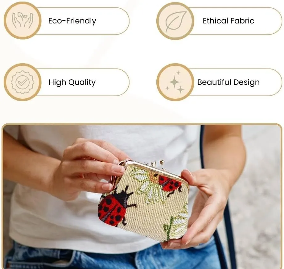 Signare Tapestry Double Pocket Change Pouch Kiss lock Coin Purse for Women