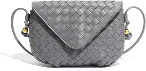 Small size woven luxury women's satchel, mini clamshell portable adjustable age-reducing travel daily shoulder bag
