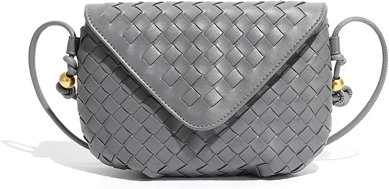 Small size woven luxury women's satchel, mini clamshell portable adjustable age-reducing travel daily shoulder bag