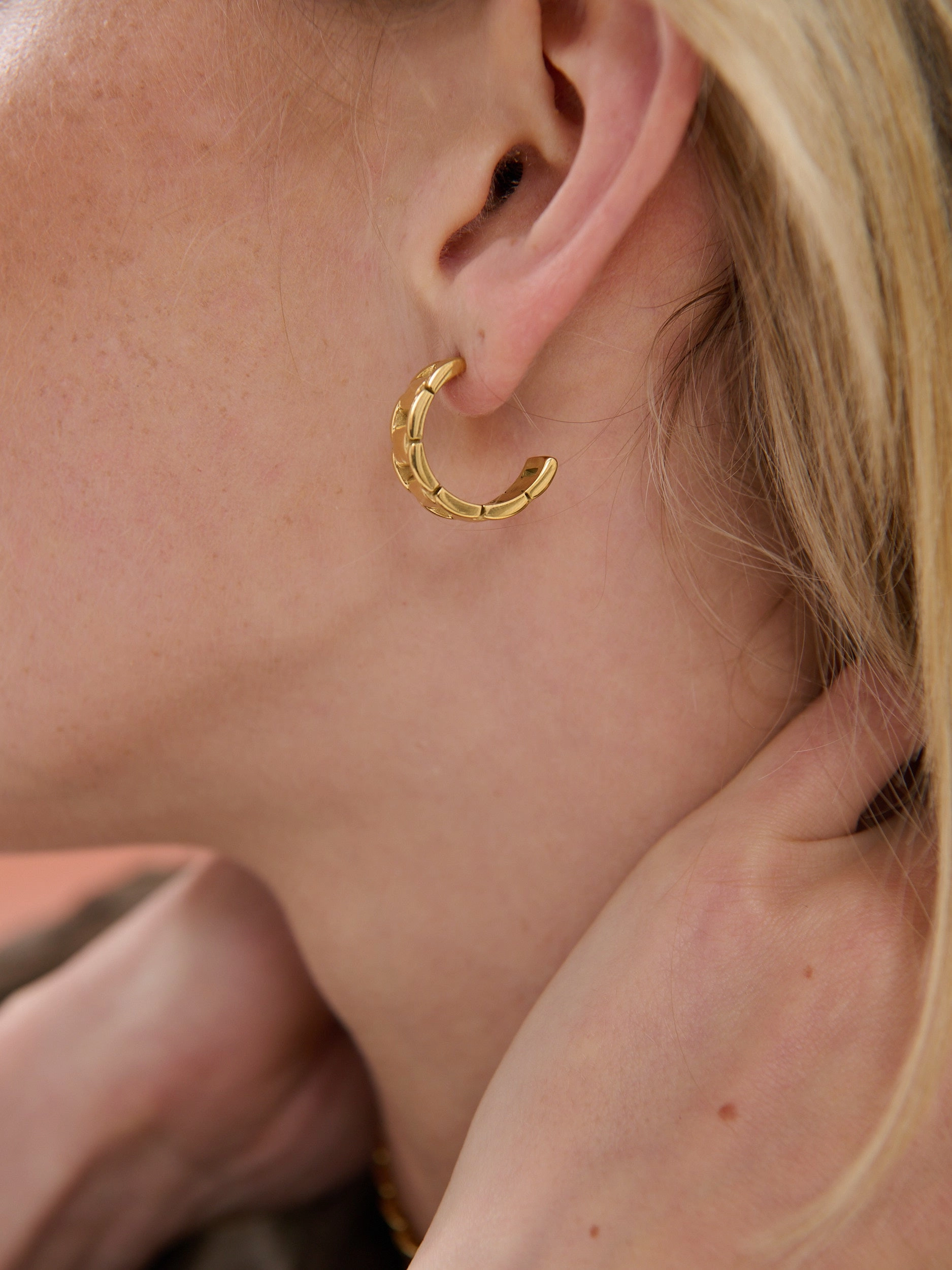 Square Chain Hoop 18K Gold Plated Earrings