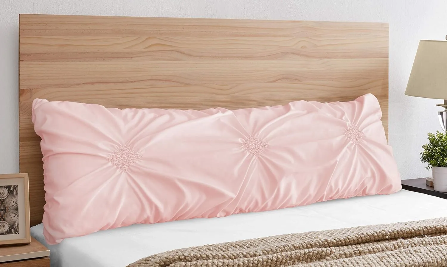 Sweet Jojo Designs Solid Color Blush Pink Shabby Chic Body Pillow Case Cover for Harper Collection (Pillow Not Included)