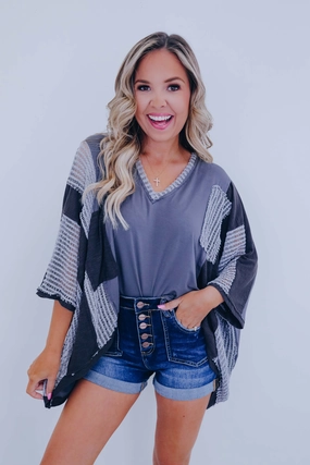 Tay Crochet V-Neck Oversized Top By POL - 10 Colors