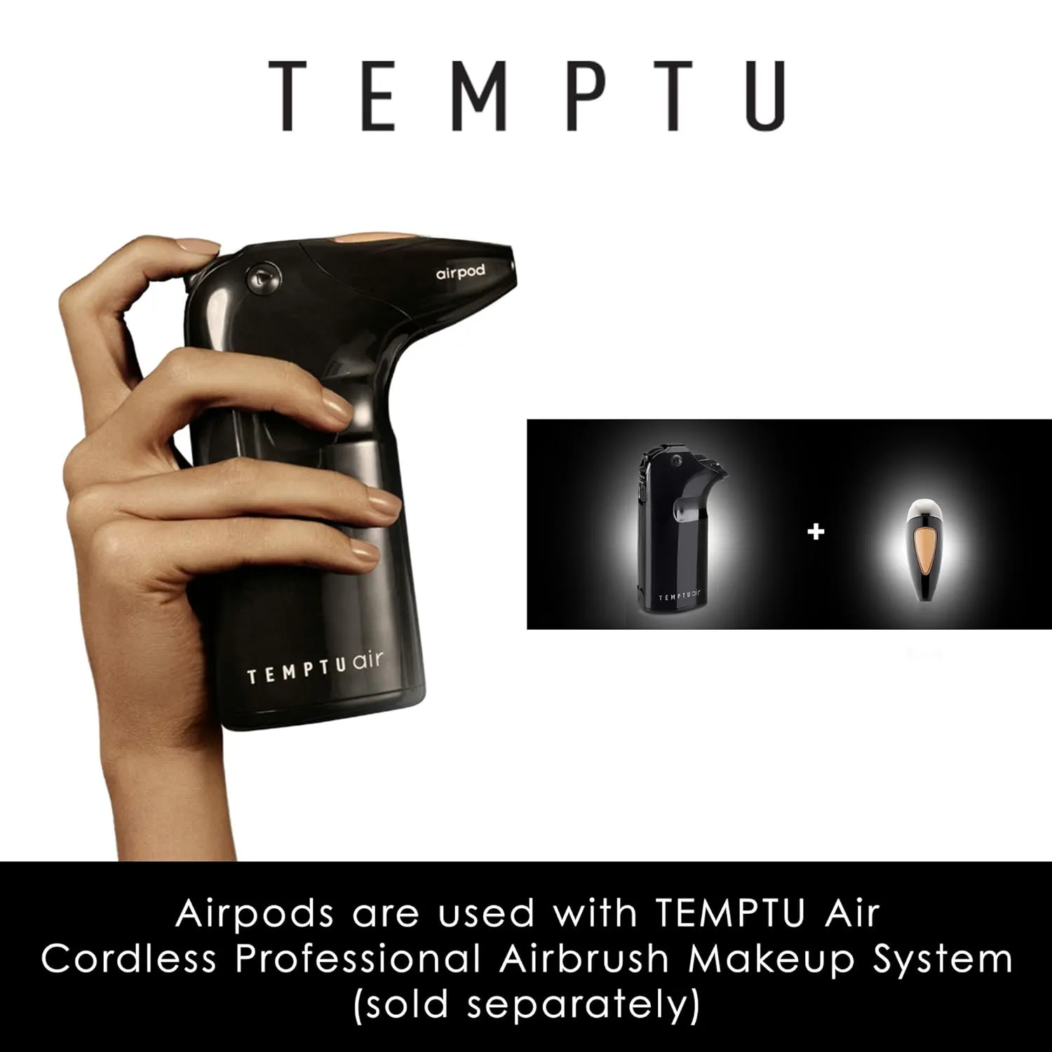 TEMPTU SilkSphere Airbrush Foundation Airpod: Long-Lasting Makeup, Medium to Full Coverage | 4-In-1 Formula Foundation, Primer, Concealer & Corrector | Dewy, Soft-Focus Finish | 18 Shades