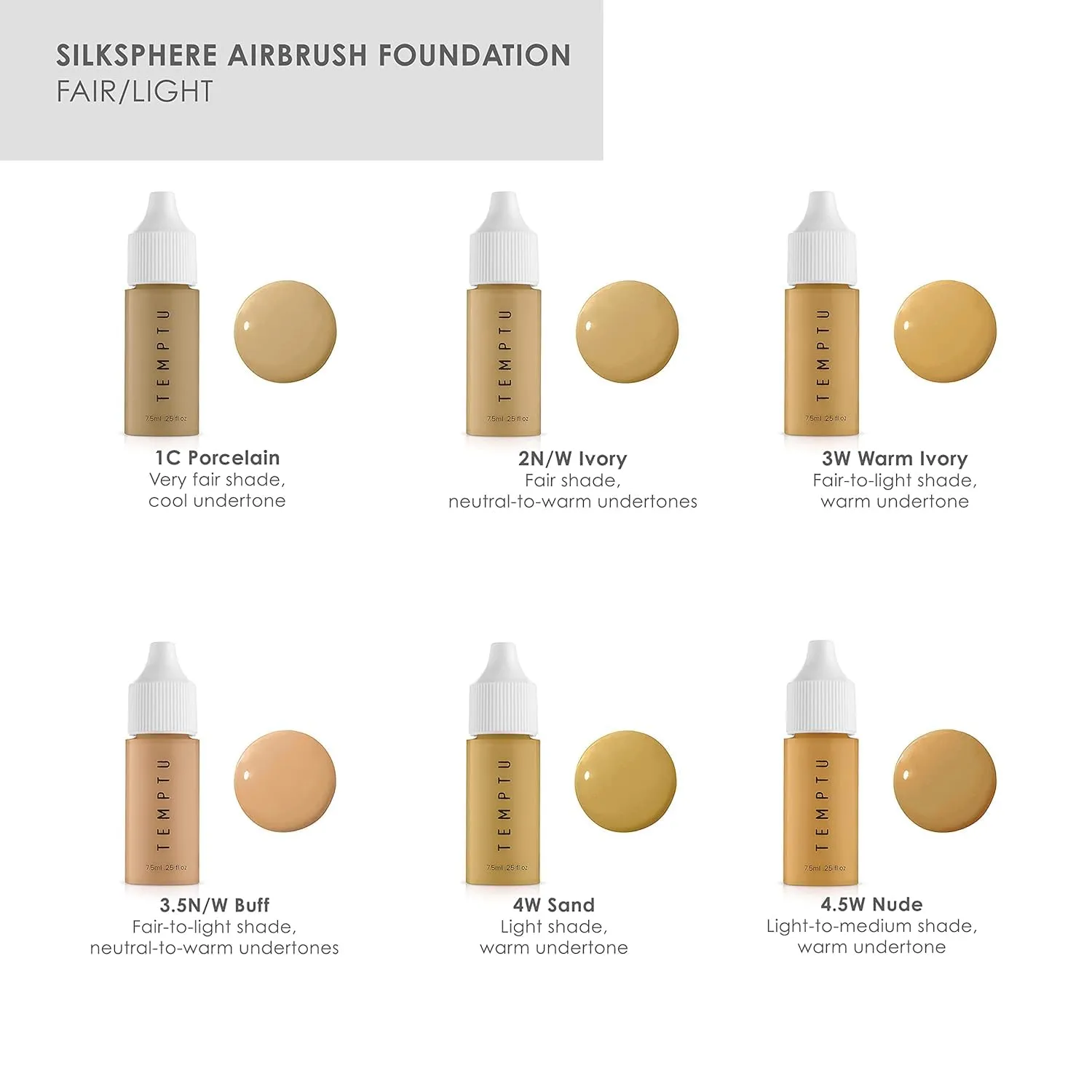 TEMPTU SilkSphere Airbrush Foundation: Long-Lasting Liquid Makeup, Medium to Full Coverage, 4-In-1 Formula Foundation, Primer, Concealer & Correcto, Luminous, Dewy Finish, Available in 18 Shades