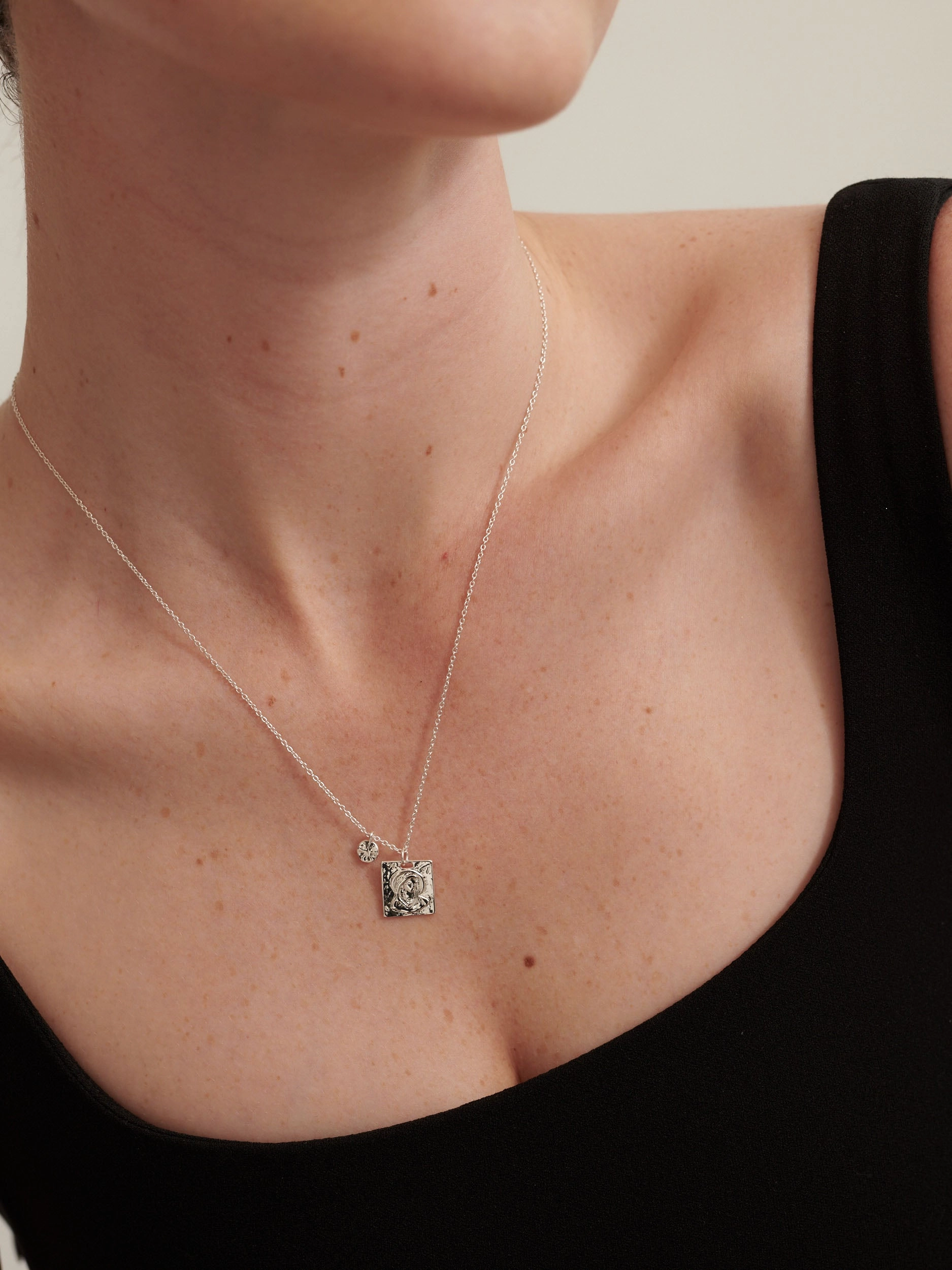 Theta Silver Plated Charm Necklace