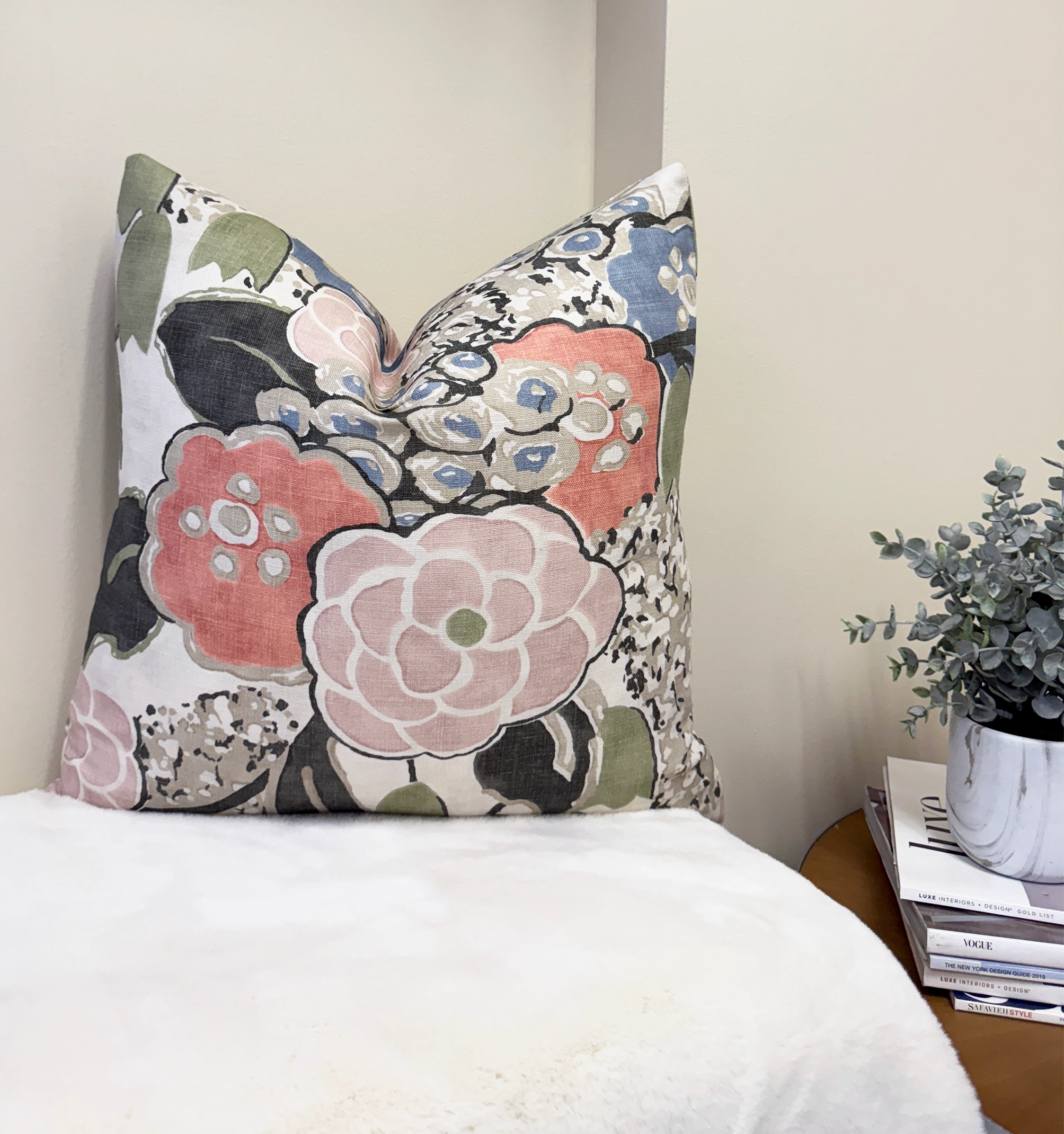 Thibaut Laura Blush and Green Throw Pillow