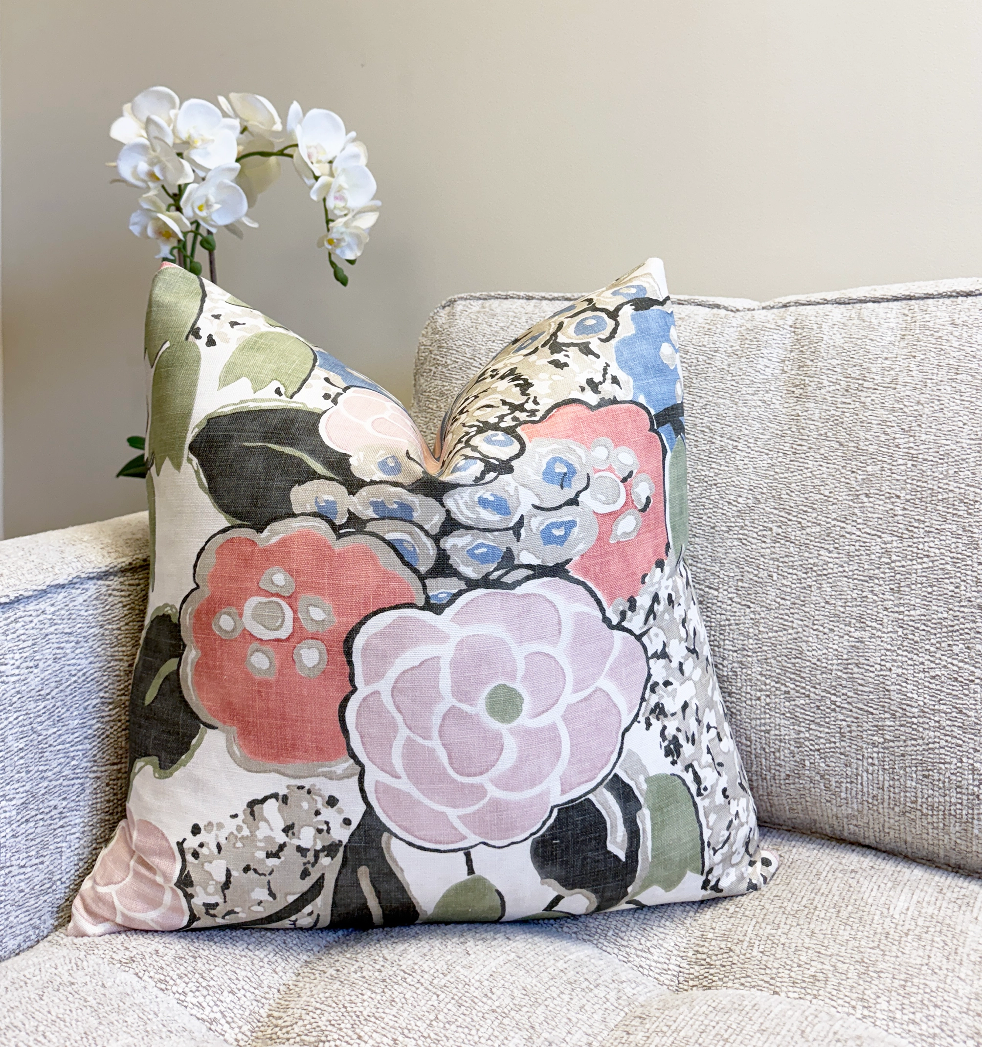 Thibaut Laura Blush and Green Throw Pillow
