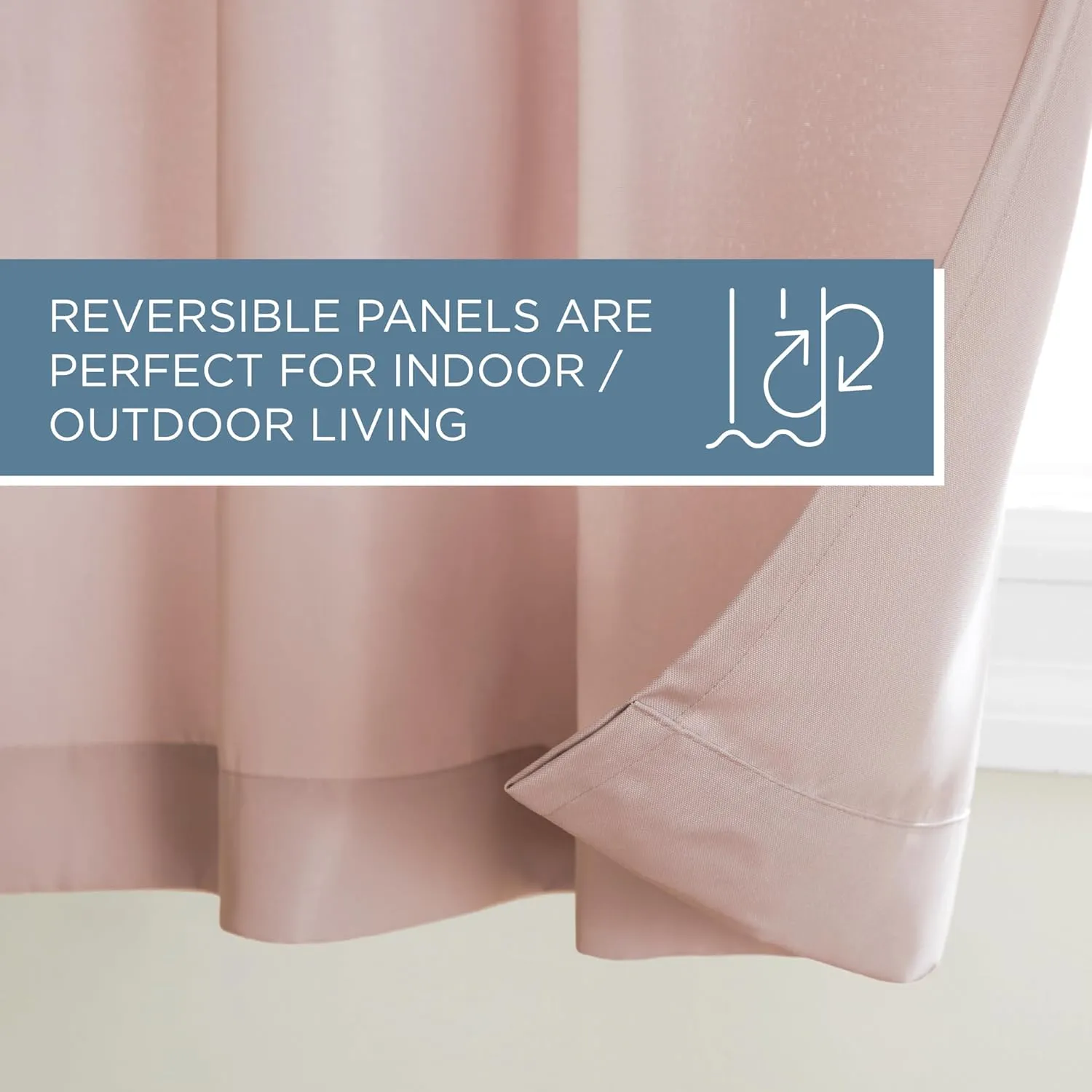 TOWN & COUNTRY BASICS Cabana Solid Heavyweight Indoor Outdoor Curtains, Light Filtering Opacity with Grommet Top, Water Repellent, 2-Pack Set, 54"x84", Blush