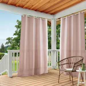 TOWN & COUNTRY BASICS Cabana Solid Heavyweight Indoor Outdoor Curtains, Light Filtering Opacity with Grommet Top, Water Repellent, 2-Pack Set, 54"x84", Blush