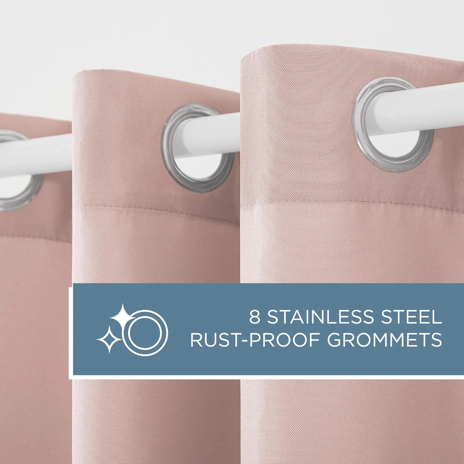 TOWN & COUNTRY BASICS Cabana Solid Heavyweight Indoor Outdoor Curtains, Light Filtering Opacity with Grommet Top, Water Repellent, 2-Pack Set, 54"x84", Blush