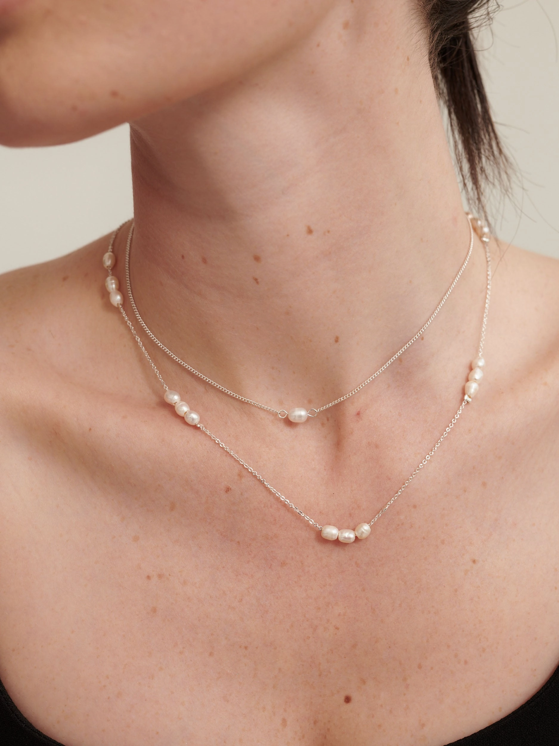 Trio Pearl Silver Plated Necklace